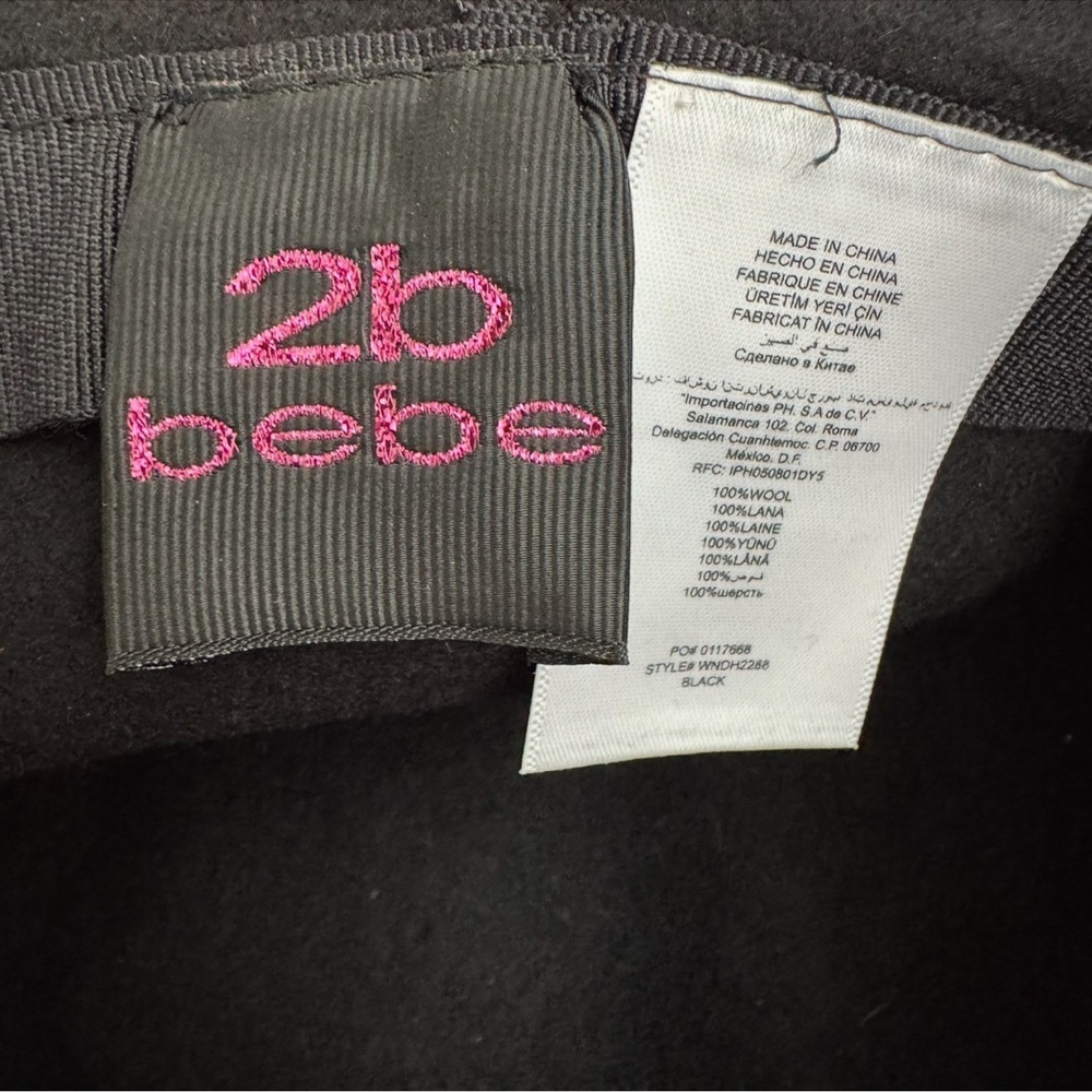 2B Bebe Black 100% Wool Hat NWOT - Picture 5 of 8